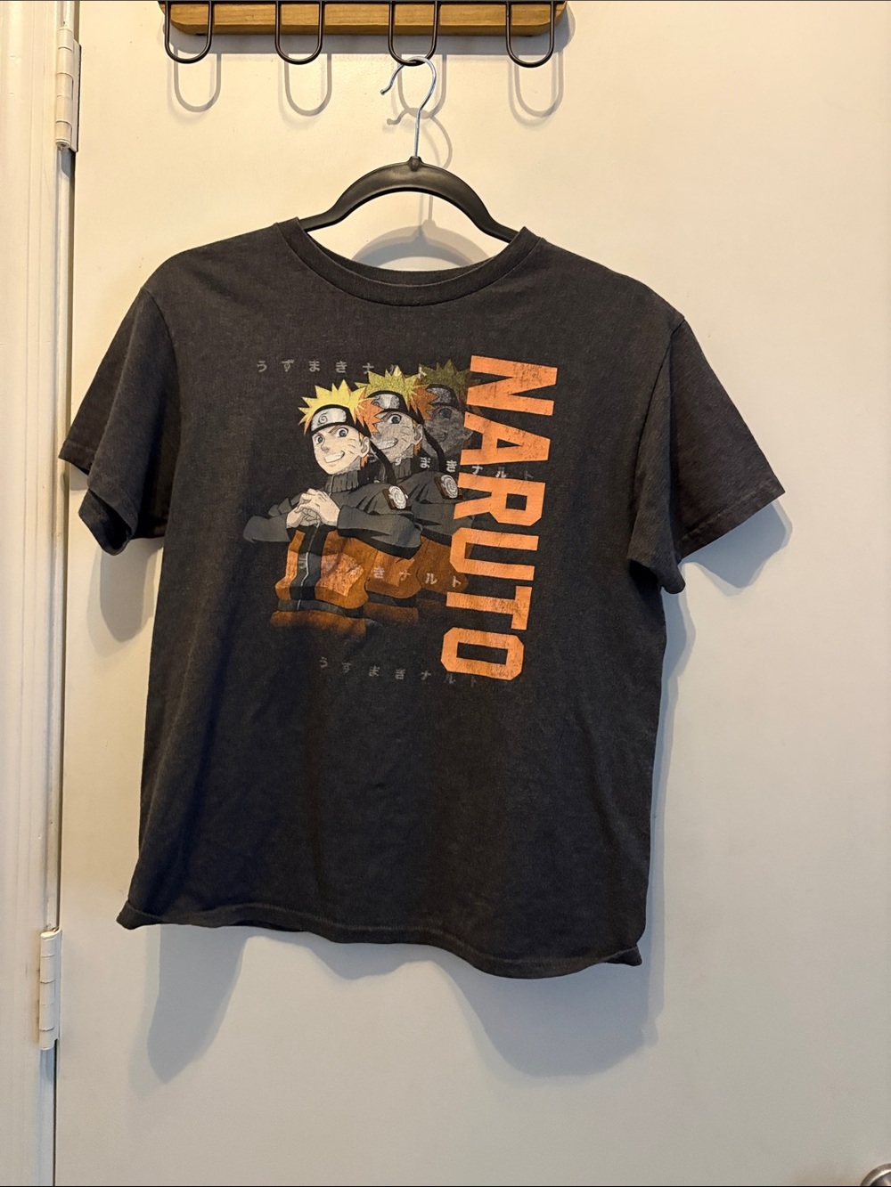 Naruto Graphic Tee in Charcoal with Orange Print Boys Size M